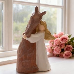 Resin ornaments girl horse figure statue