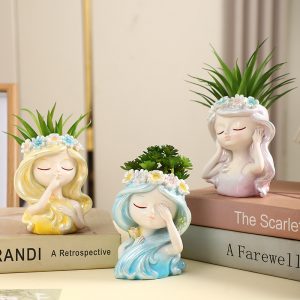 Girl simulation potted vase decorative crafts ornaments