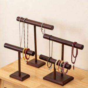 Walnut color necklace display stand