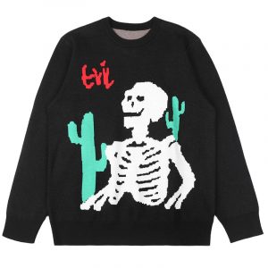 Men Knitted Sweater Jacquard Pattern Crew Neck Knitwear Winter