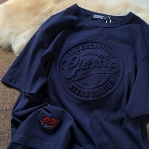 Embossed T Shirt Men'S Cotton Tshirt Luxury Quality O-Neck Blank