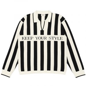 Men Sweater Jacquard Letter Jumper Winter Casual Pullover Striped Knitwear