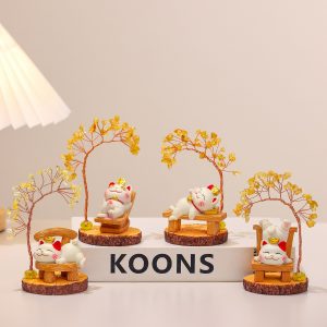 Fortune Cat Crystal Fortune Tree Ornaments