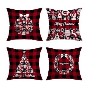 Pillowcase Buffalo Plaid Christmas Print Pillowcase Home Bedroom Decoration