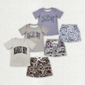 Baby Boy Clothes Mother Kids Camouflage Short Sleeve Pants Sets
