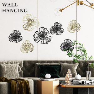 Wrought Iron Decoration Multicolor Double-layer Flower Wall Hanging Metal Hollow Wall Hanging