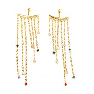 Unique Fashion Cubic Zirconia Gemstone Drop Shape 18K Gold Plated Chain