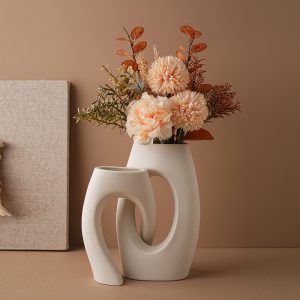 European Style ins Style White Art Vase Ceramic Advanced Sense Flower Artistry Decorations