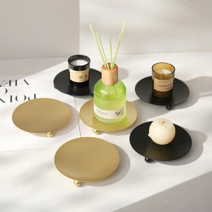 Round Aromatherapy Candlestick Light Luxury Home Desktop Tray Creative Round Ornaments ins Room Decorations