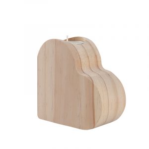 Pine heart-shaped candle holder