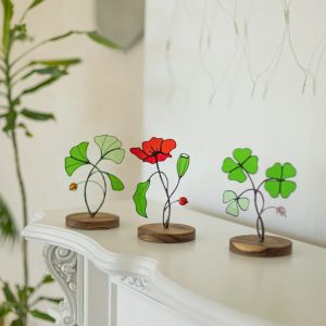Poppy Flower Sunshine Catcher Stained Glass Decoration Ornaments