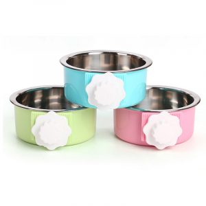 Stainless steel dog bowls can secure dog cages