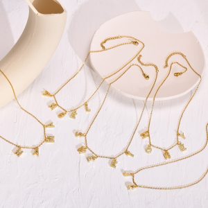 Necklace Stainless Steel Women Alpahbet Letter Pendant