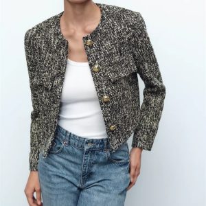Women's Clothing Autumn and Winter New Fashion All-match Long-sleeved Round Neck Jacket
