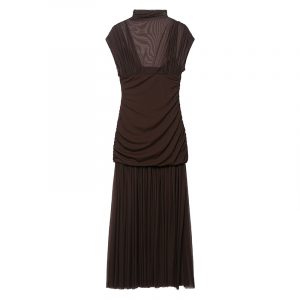 Autumn New Fashion Tulle Splicing Dress Retro Casual Sleeveless Round Neck