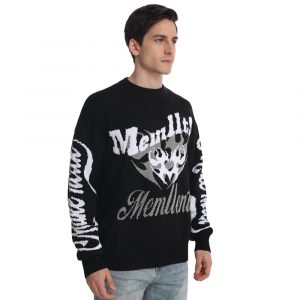 Design Men Casual Sweater Jacquard Pattern Knitwear Pullover Cotton