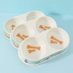 Melamine Double-Bowl Pet Feeder (For Cats & Dogs)