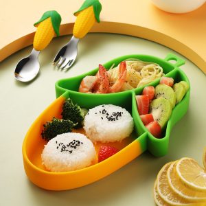 Baby Silicone Tableware Set Feeding Supplies Fork Spoon Bibs Set