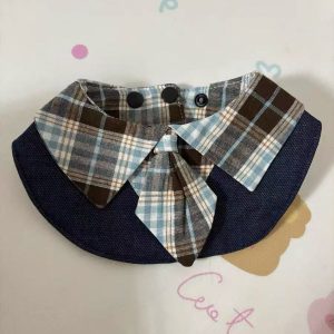 Handmade Plaid Bib with Tie and Shawl Design