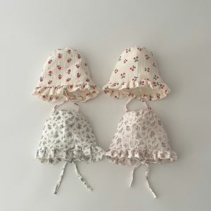 Autumn Korean style baby hats 2026 spring and autumn trendy floral print