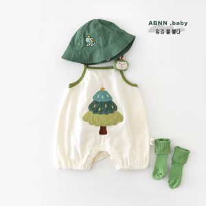 26 Summer New Children's Cartoon Tree Appliqué Embroidered Romper