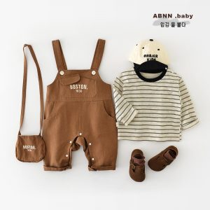 2025 Autumn New Korean Style Children's Embroidered Letter Overalls Boys'