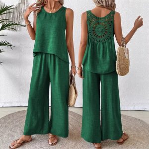 Solid color openwork floral back set
