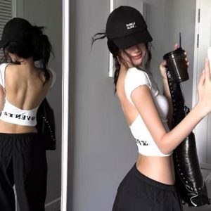 Tight-waisted, high-waisted, backless cropped top