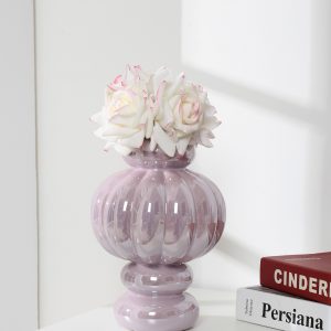 Light purple electroplated bright ceramic vase