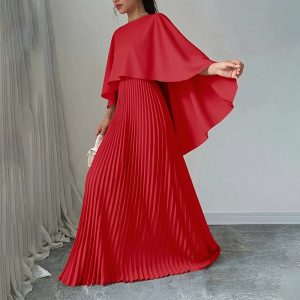 Batwing sleeve pleated irregular fashion skirt suit