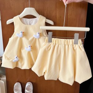 2026 Summer New Style Girls' Clothing Set, Cute Duck Style