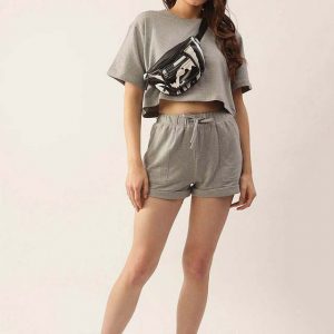 Women's Clothing Summer Lounge Wear Solid Colour Women's Sets