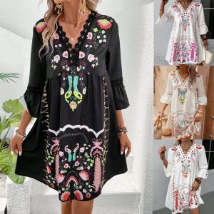 High Quality Women Clothing Fashion V-neck Lace