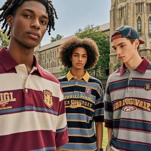 Oversized Embroidered Knitted Rugby for Shirt Long Sleeve Print Street Suit