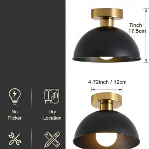 MIAOMEIO Industrial Semi Flush Mount Ceiling Light with Gold
