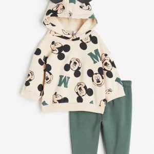 Hooded Tops Solid Color Leggings 2pcs Boys And Girls Autumn Clothes Autumn Pants Casual Sports Suits Cartoon Sweatshirts Outfit