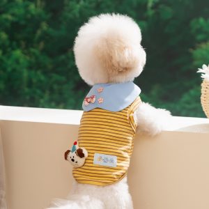 3D Doll-Accent Striped Lightweight Vest — Pet Clothing for Cats & Dogs