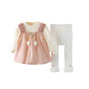 Spring Princess Dress Long-Sleeved Three-Piece Set for Girls Aged 1-2-3
