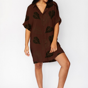Woman Hawaii Style Casual Dress 100% Rayon Printed Open Collar