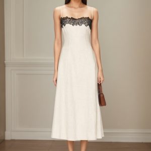 White summer off shoulder camisole women's dress
