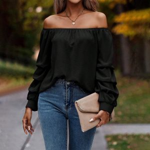 One piece collar with exposed collarbone, versatile long sleeves