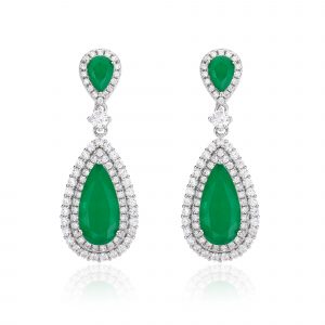 Water Drop Paraiba Fsuion Dark Green Drop Earrings Vintage