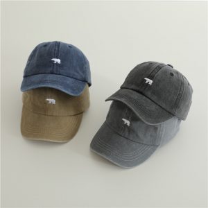 Kids Baseball Cap 49-53cm Girls Hat Cartoon Embroidery Vintage Denim Boy Hats Toddler Cotton Snapback Adjustable Children Cap
