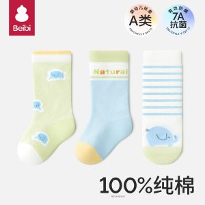 Baby socks, spring/summer, pure cotton, thin, mid-length, mesh, cute cartoon