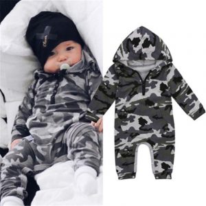 0-24M Baby Boy Hooded Boy Camouflage Romper Newborn Baby Camo Long Sleeve Romper Infant Jumpsuit Boys Outfit Warm Spring Autumn