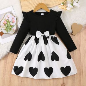 Baby Girl Dress Spring Korean-Style Fashionable Heart-Shaped Party Dress For Girls 2-6Yrs Kids Clothing Princess Holiday Dress