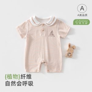 Baby summer ultra-thin bodysuit, short-sleeved, sailor collar, romper for boys