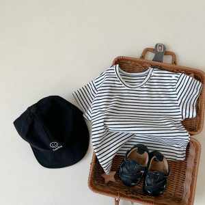 Korean style baby summer cotton overalls, loose casual shorts, V-neck