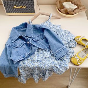 Stylish Girls' Outfit Set - 2025 Spring New Arrival: Fashionable Denim Jacket
