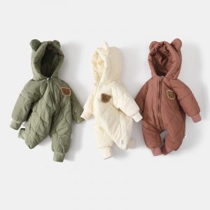 Winter Baby Outwear Clothing Fur Lining Warm Toddler Girl's Boy's Rompers Cartoon Bear Infant Jumpsuit